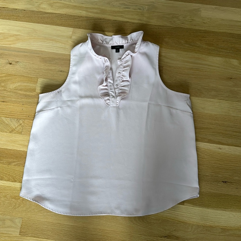 Pink j crew top with ruffle detail size XL